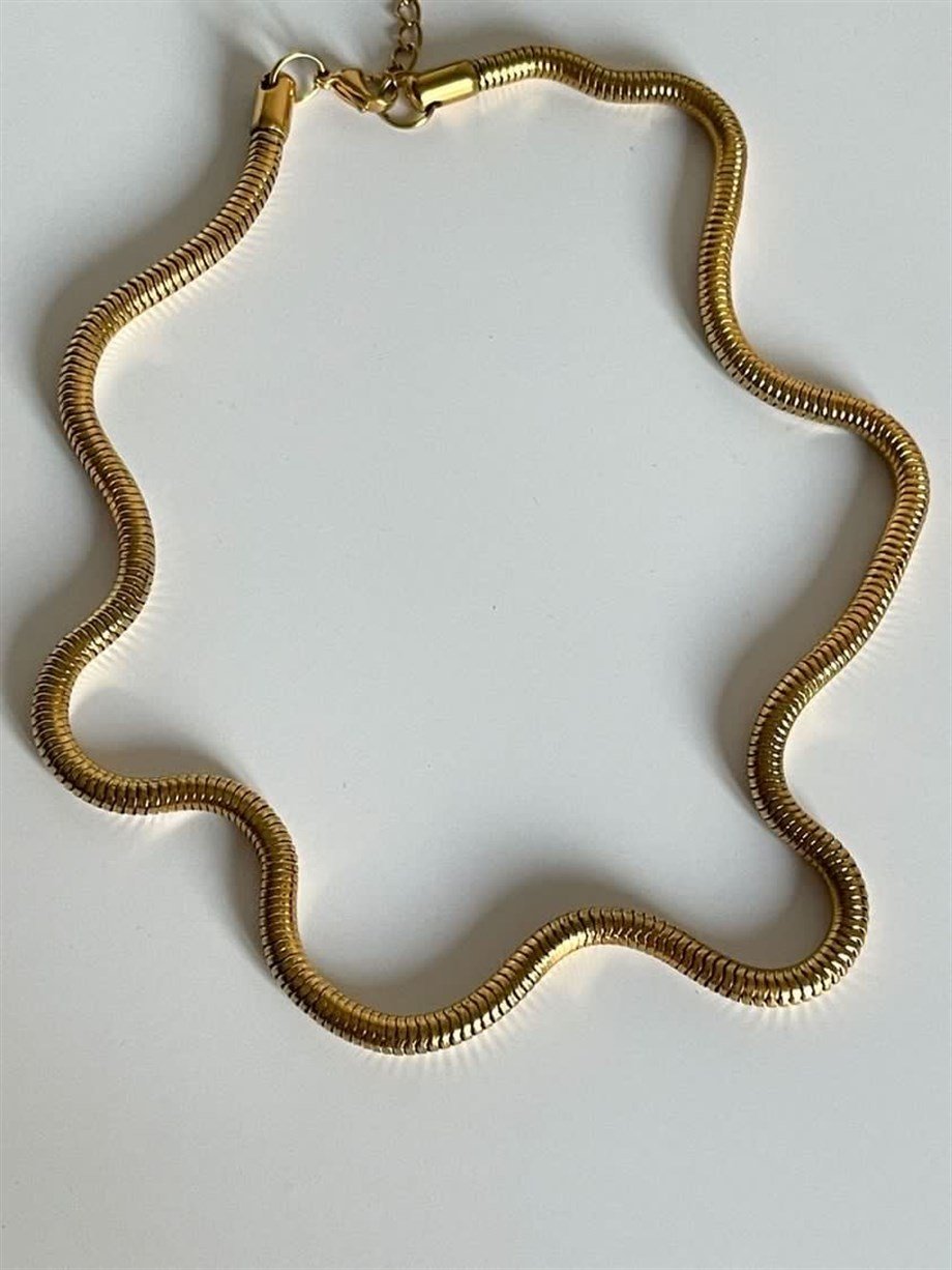 Çelik Kalın Boru Snake Kolye (58 Cm)