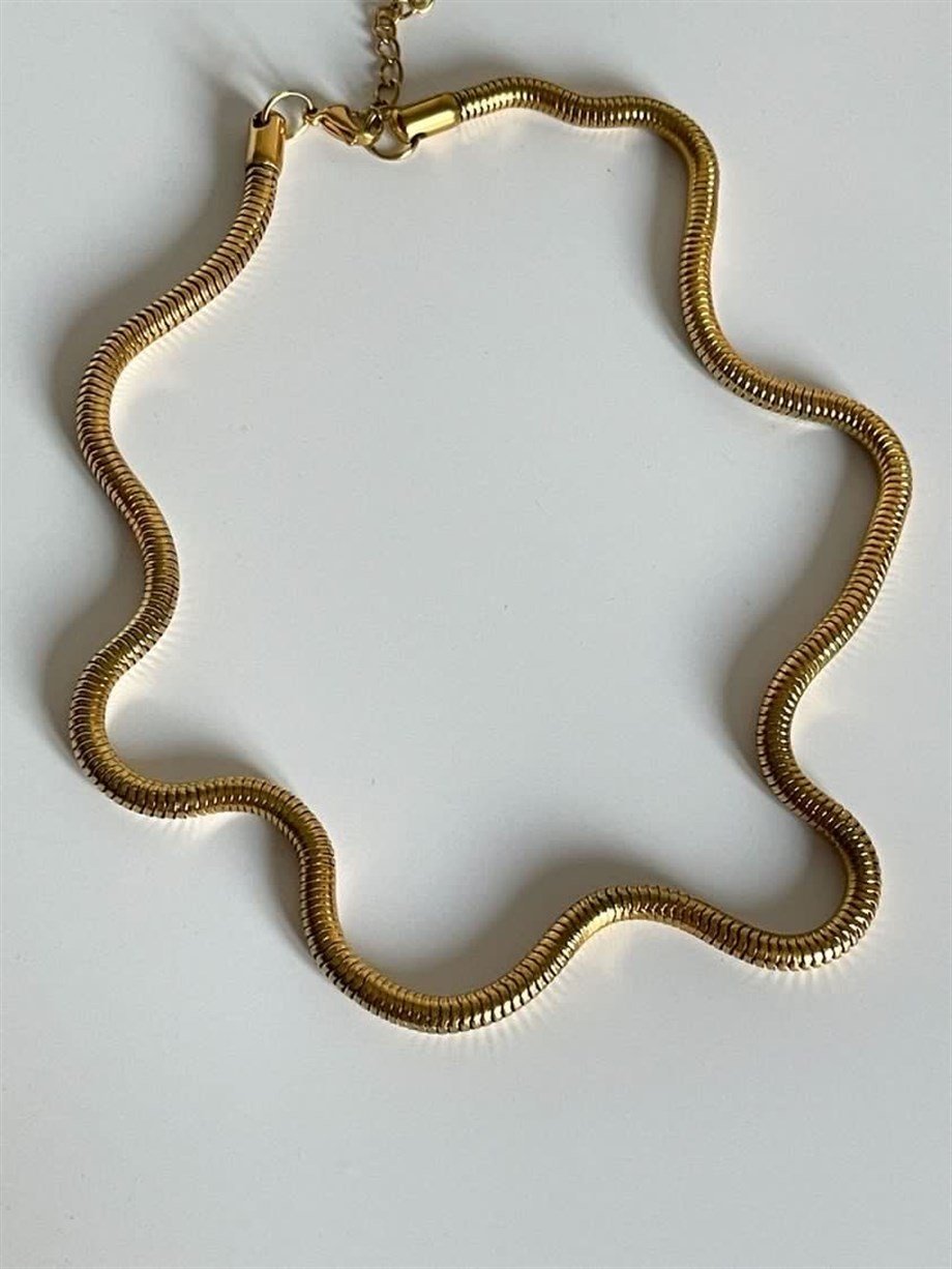Çelik Kalın Boru Snake Kolye (58 Cm)