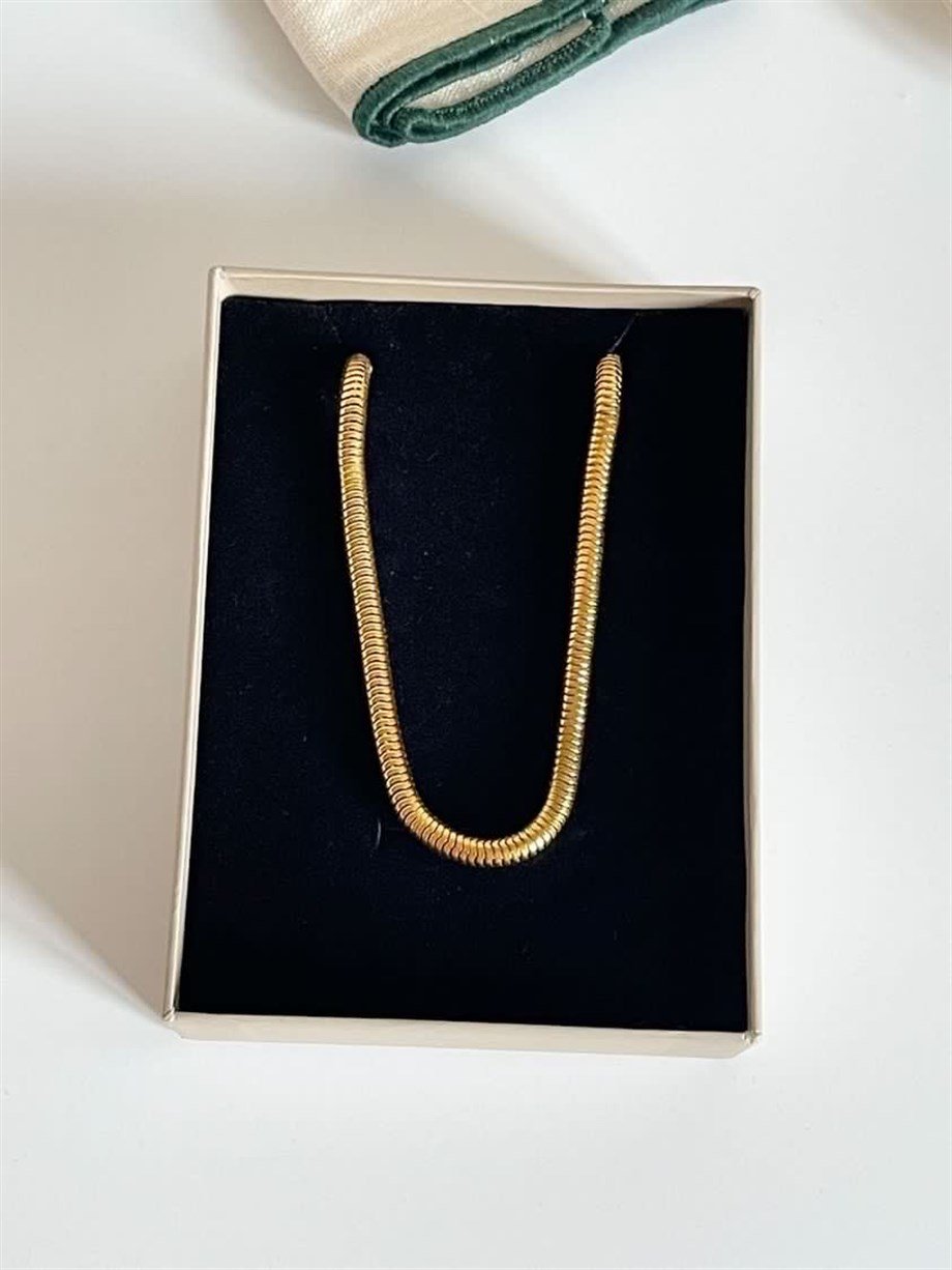 Çelik Kalın Boru Snake Kolye (58 Cm)