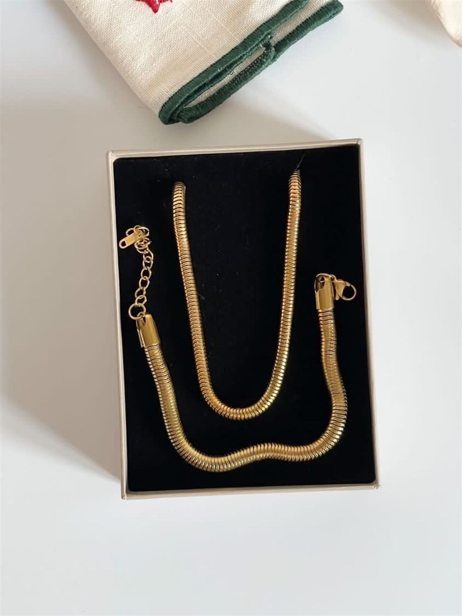 Çelik Kalın Boru Snake Kolye (58 Cm)