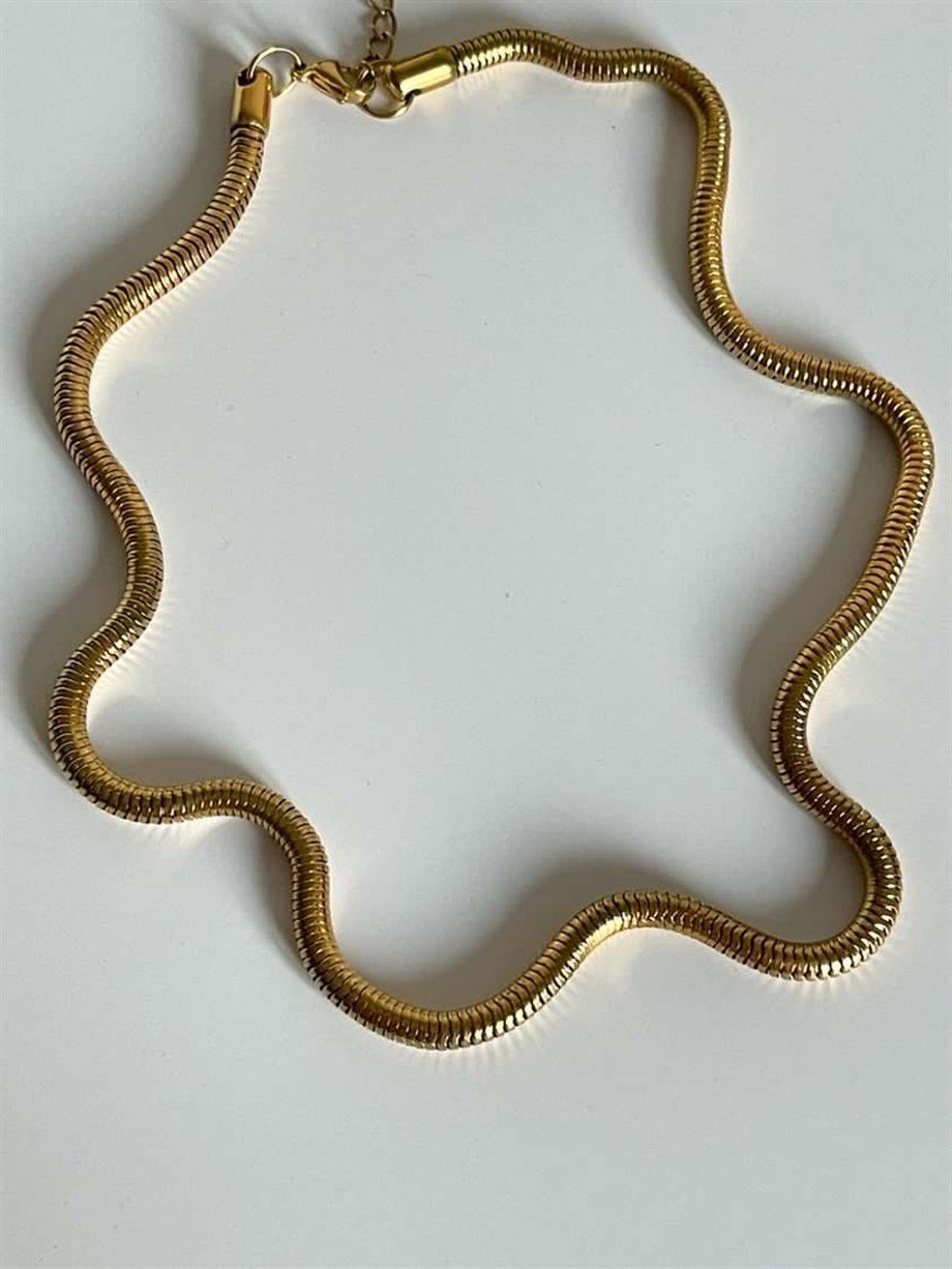 Çelik Kalın Boru Snake Kolye (58 Cm)