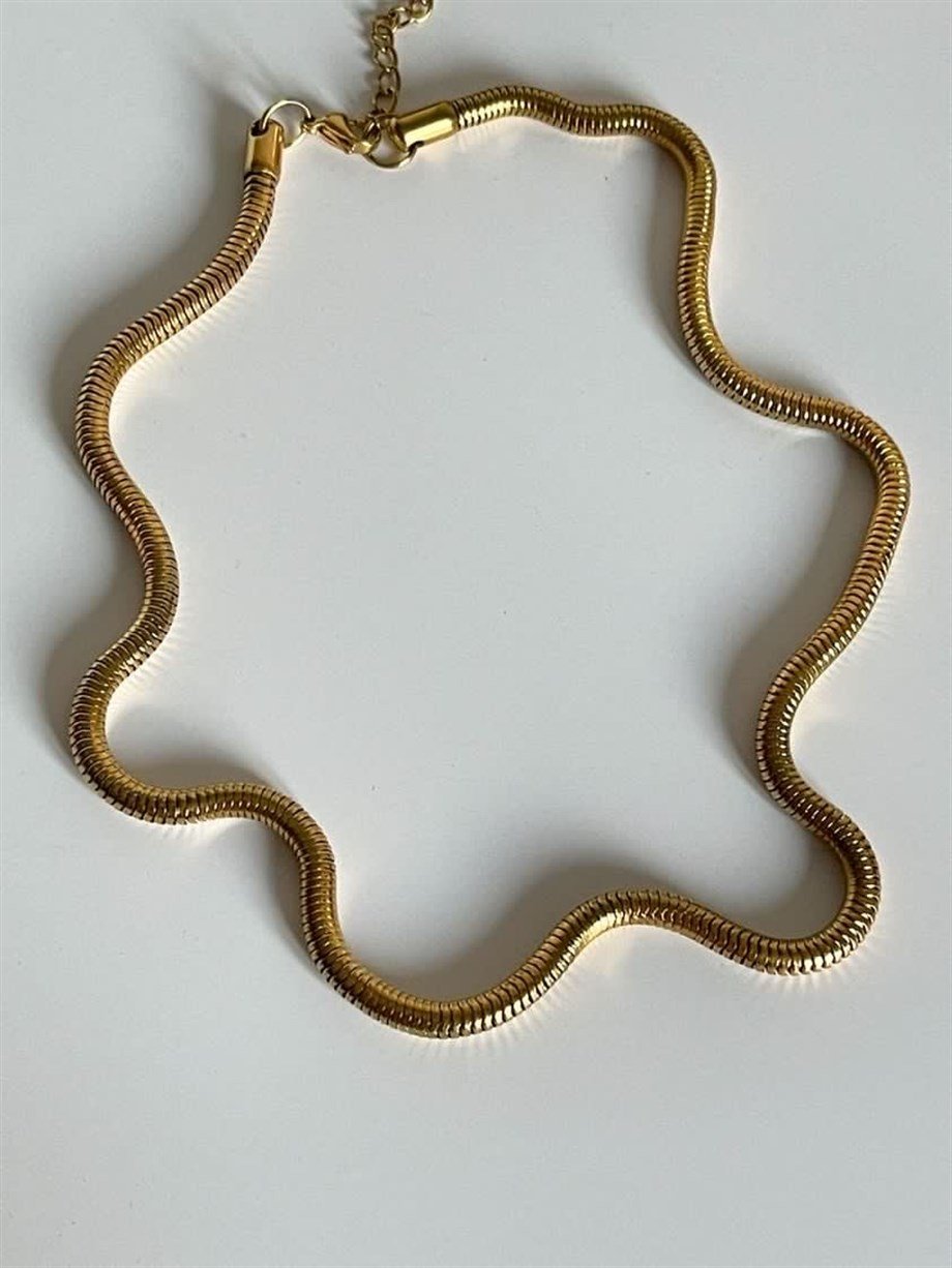 Çelik Kalın Boru Snake Kolye (58 Cm)