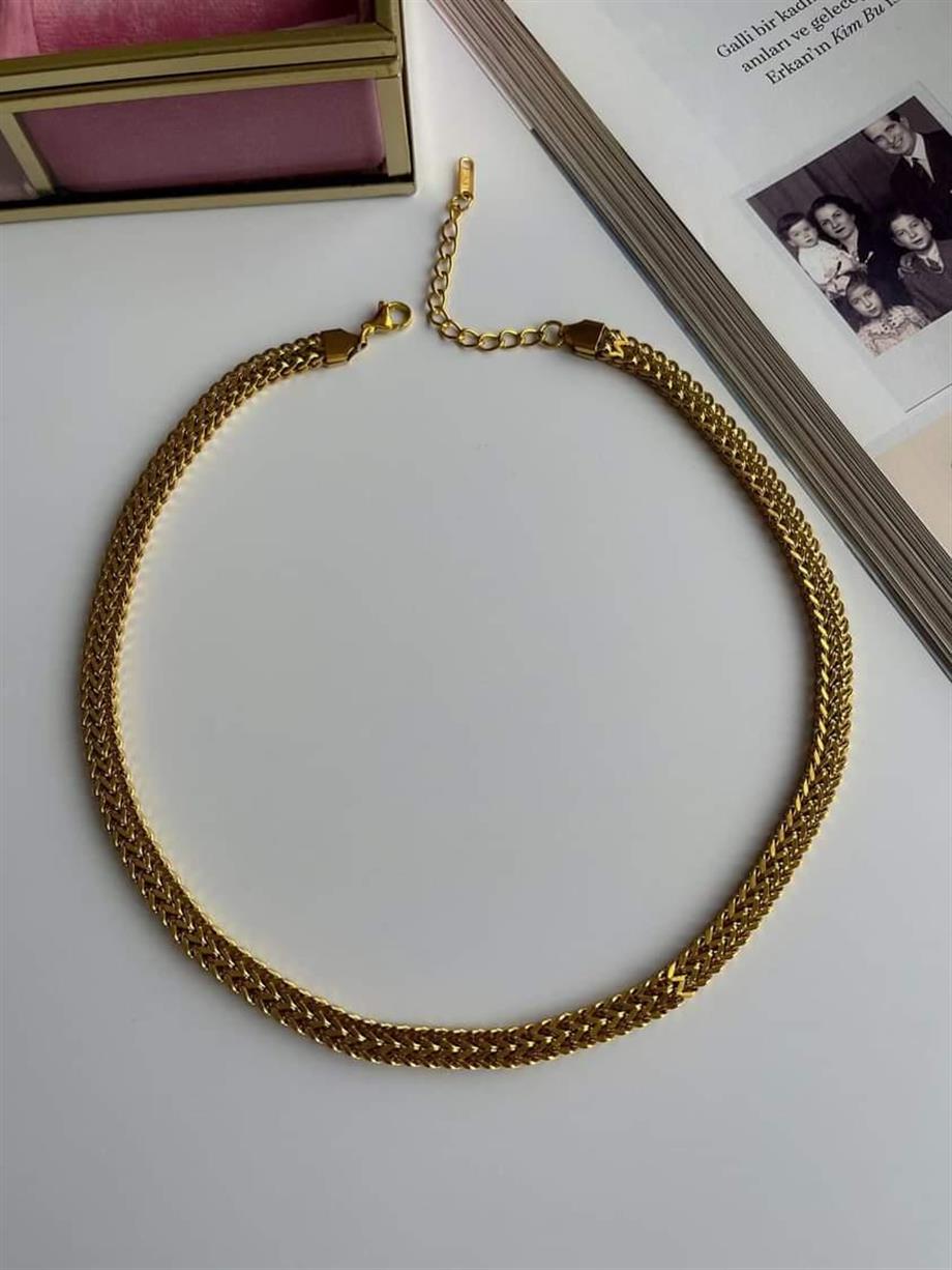 Çelik Kalın Örgü Kolye (48 Cm)