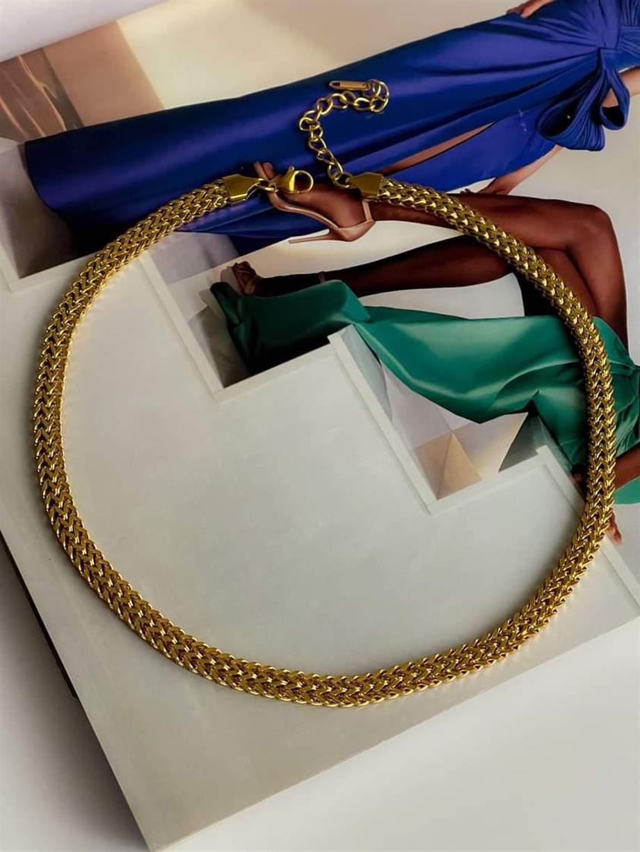 Çelik Kalın Örgü Kolye (48 Cm)
