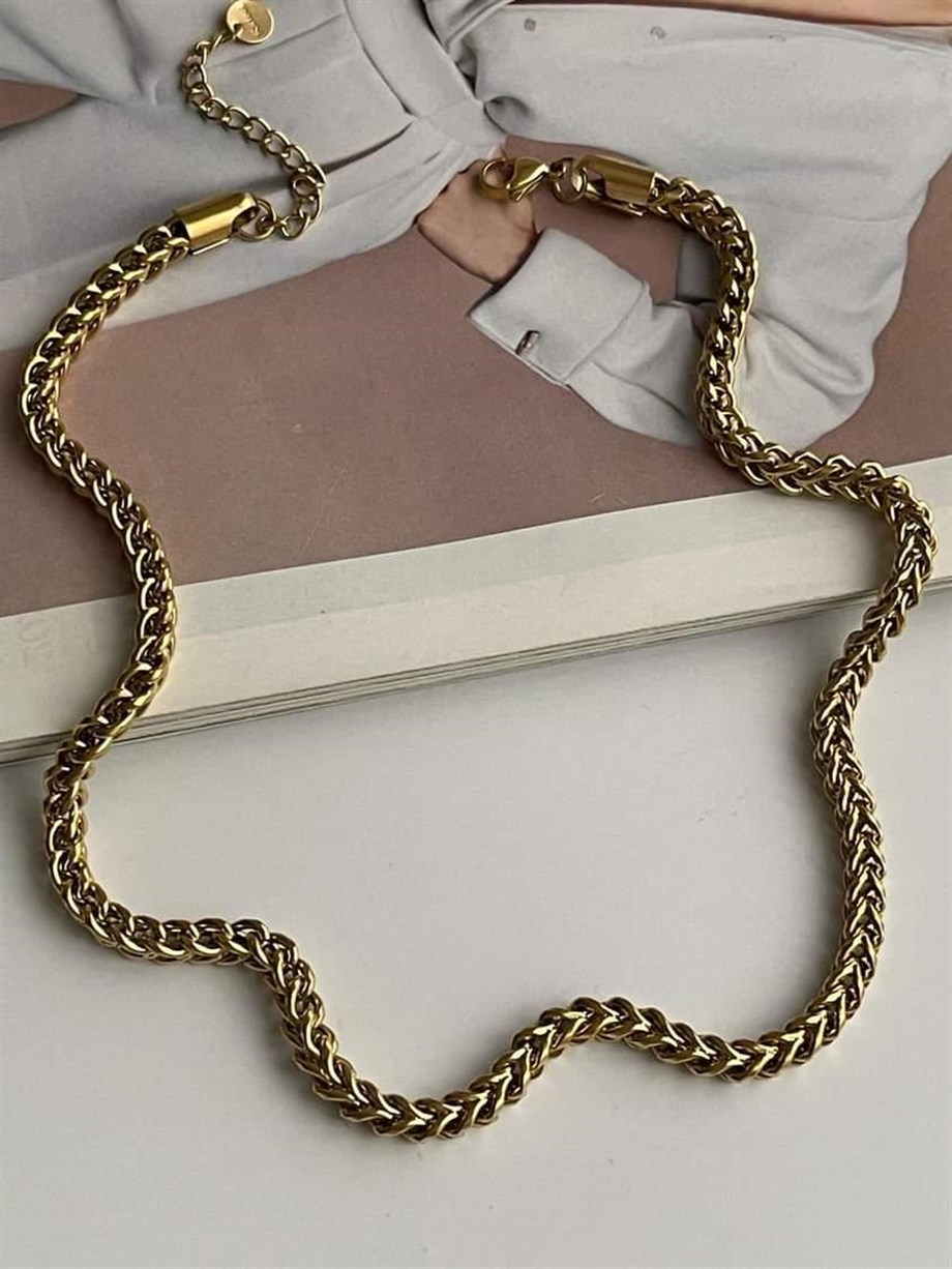 Çelik Kalın Örgü Kolye (52 Cm)