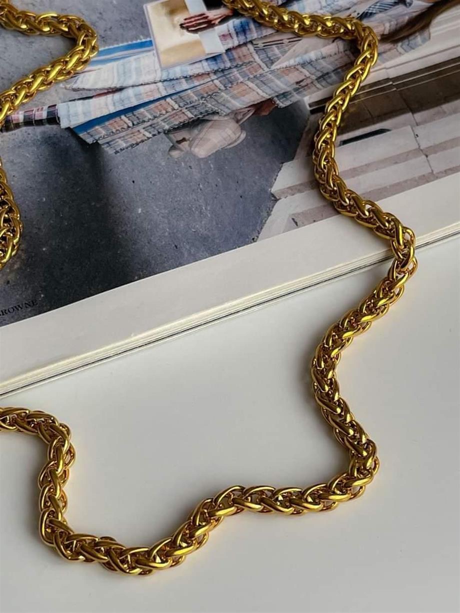 Çelik Kalın Örgü Uzun Kolye (55 Cm) (1 Numara)
