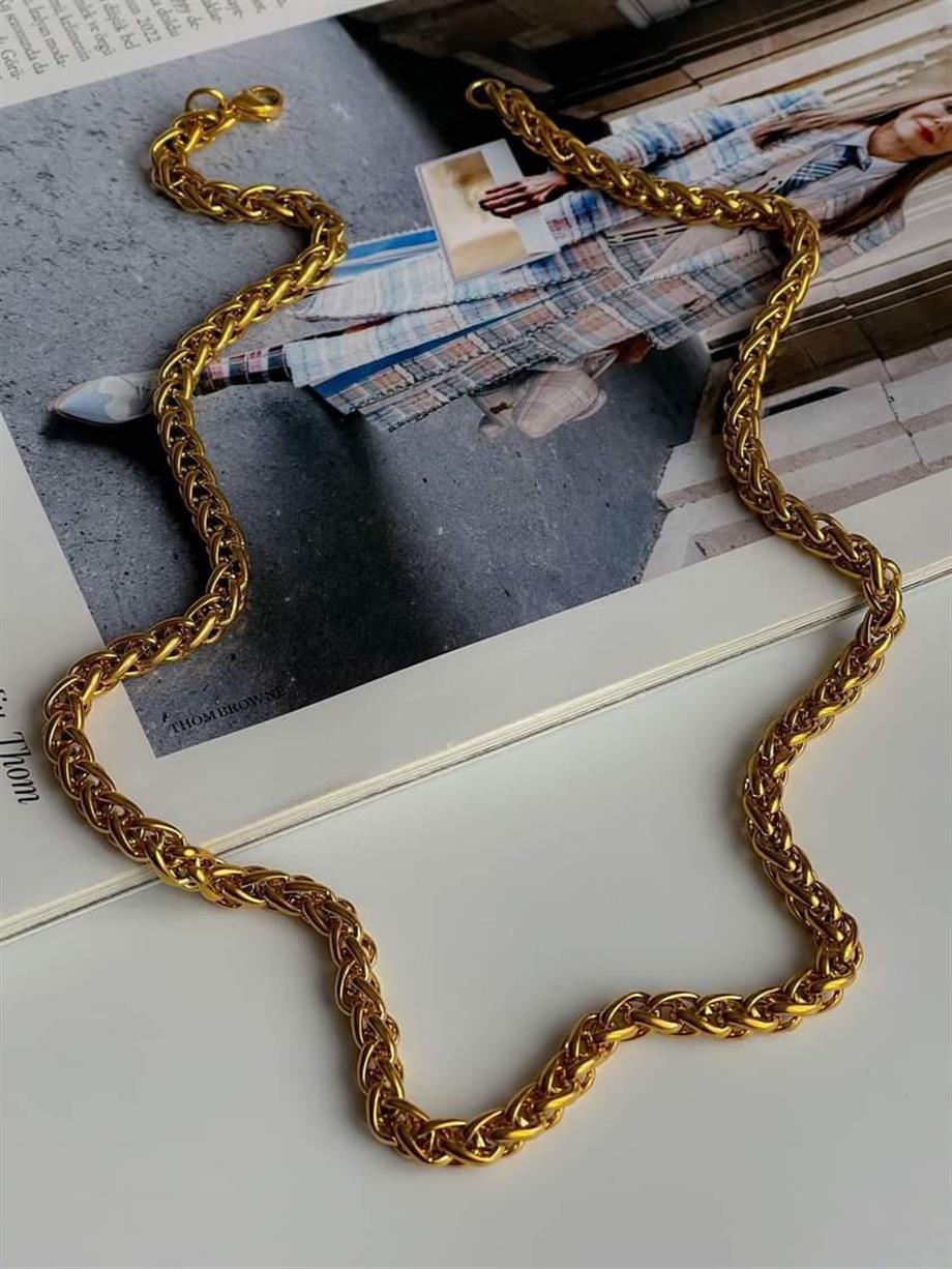 Çelik Kalın Örgü Uzun Kolye (55 Cm) (1 Numara)