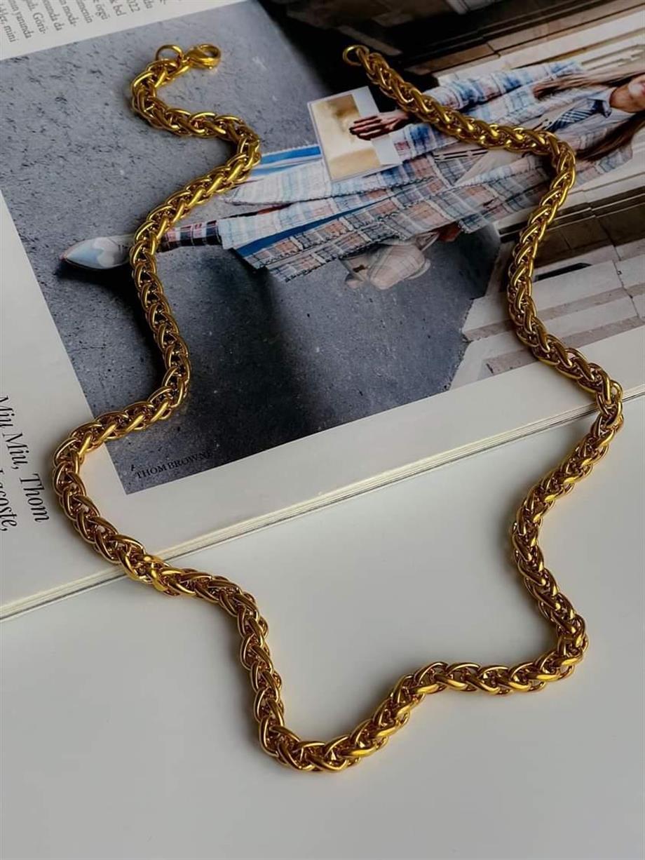 Çelik Kalın Örgü Uzun Kolye (55 Cm) (1 Numara)