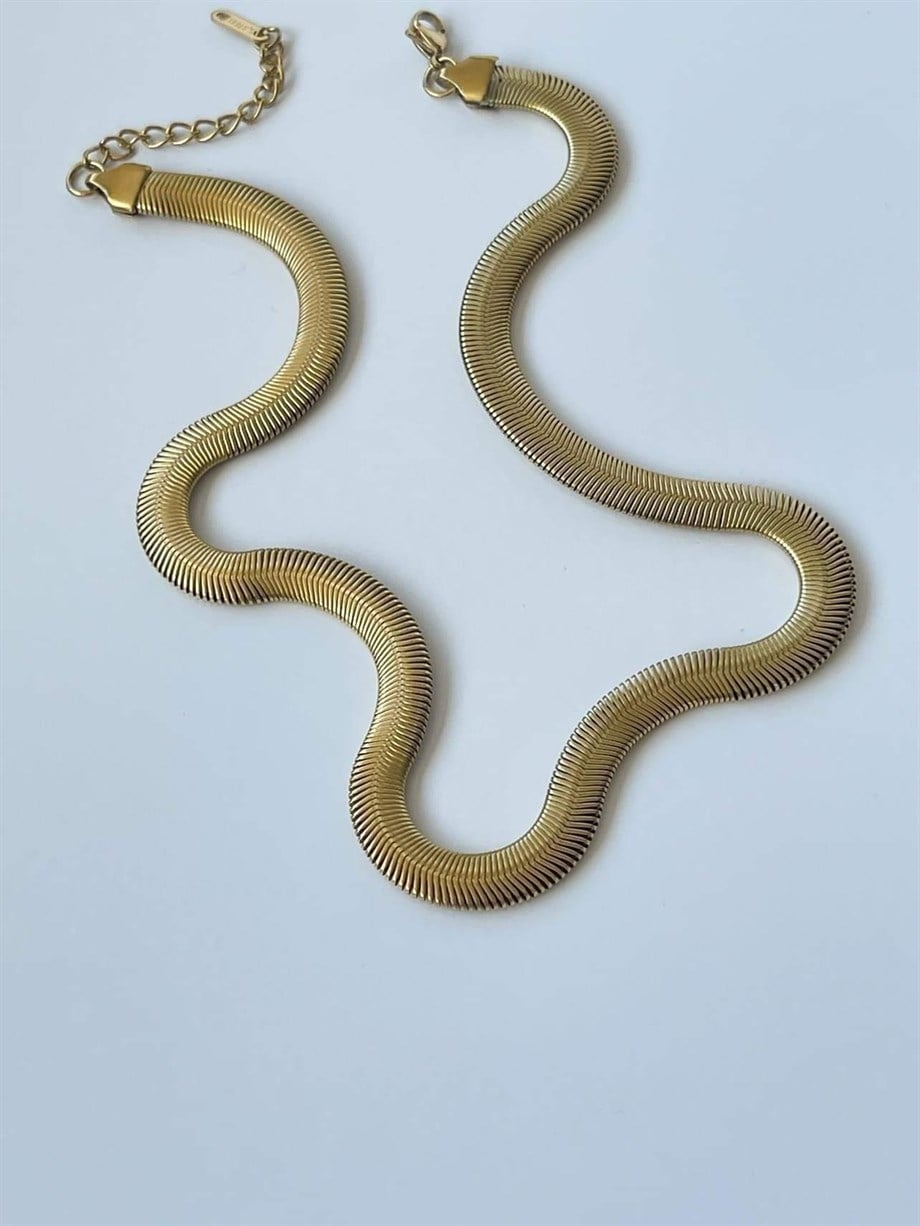 Çelik Kalın Snake Kolye (46 Cm)
