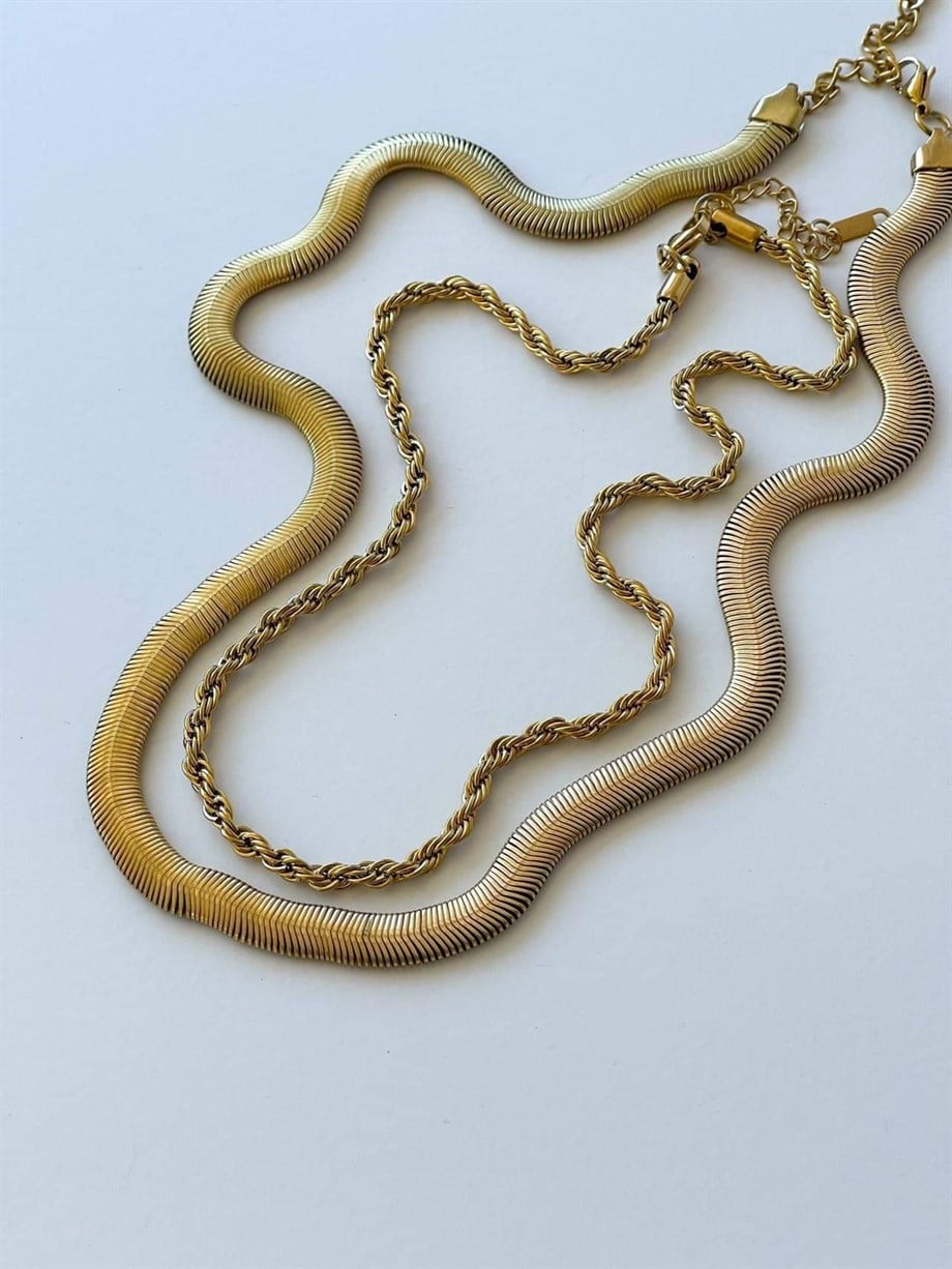 Çelik Kalın Snake Kolye (56 Cm)