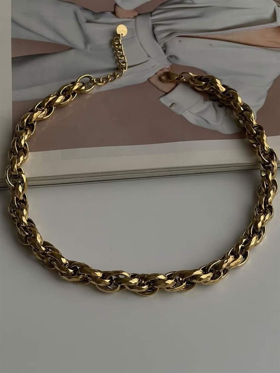 Çelik Kalın Vip Örgü Kolye (50 Cm)