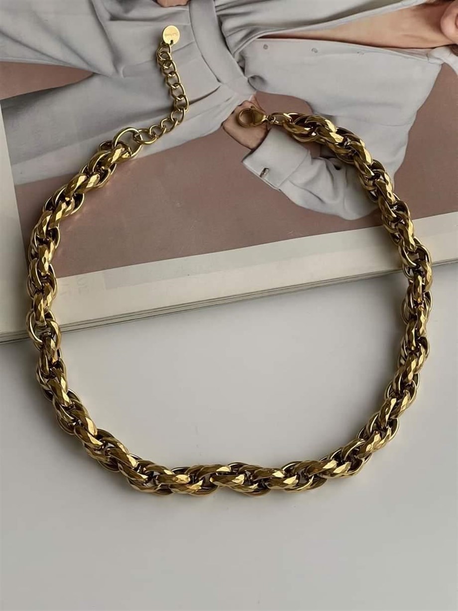 Çelik Kalın Vip Örgü Kolye (50 Cm)