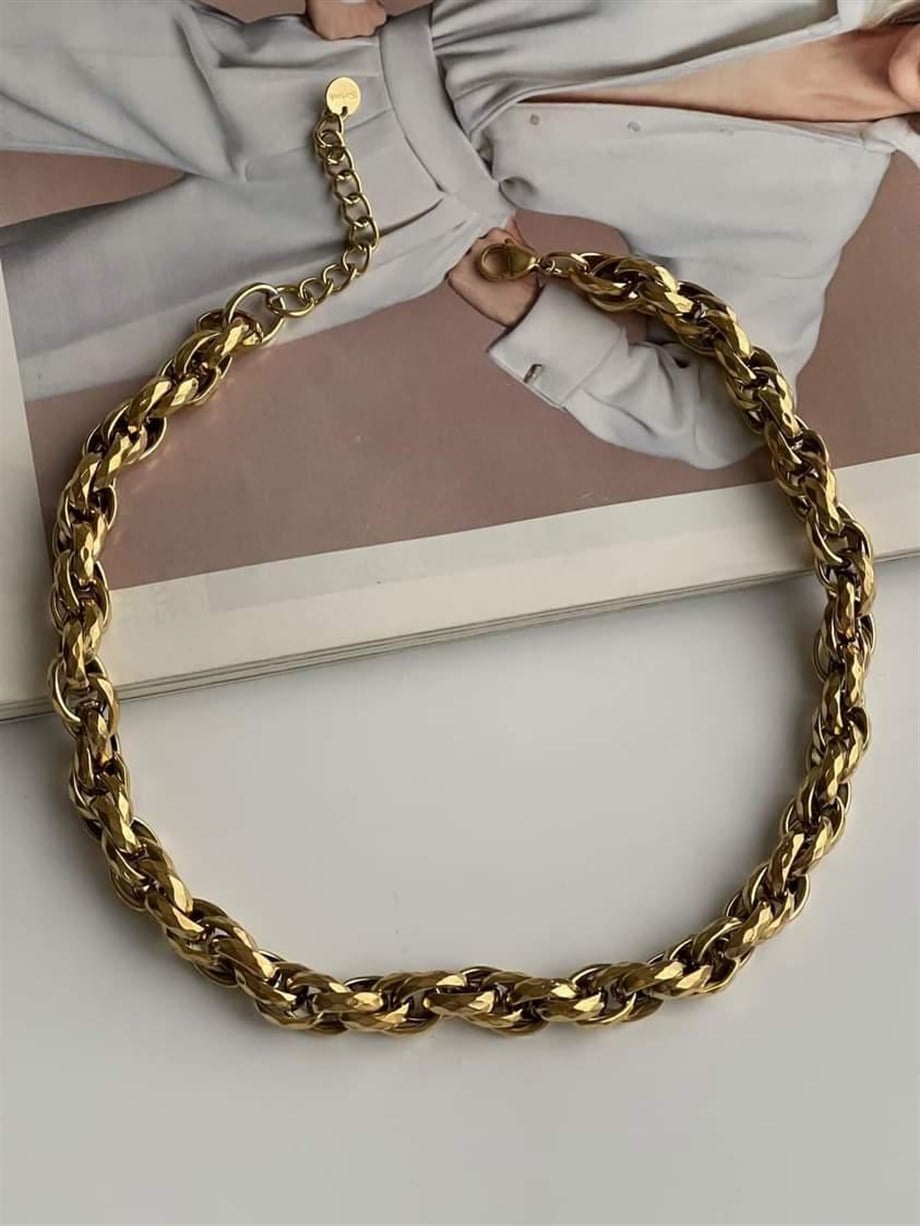Çelik Kalın Vip Örgü Kolye (50 Cm)