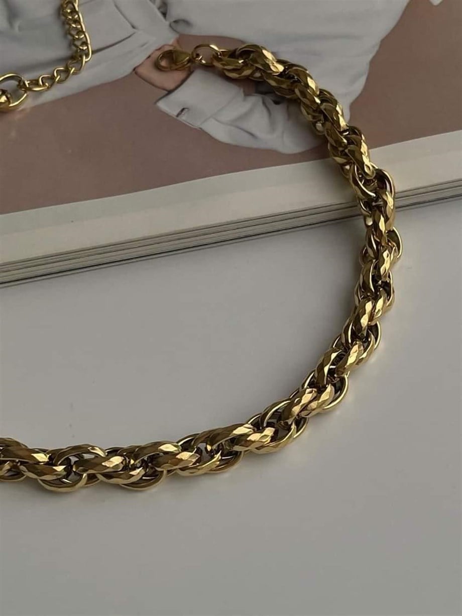 Çelik Kalın Vip Örgü Kolye (50 Cm)