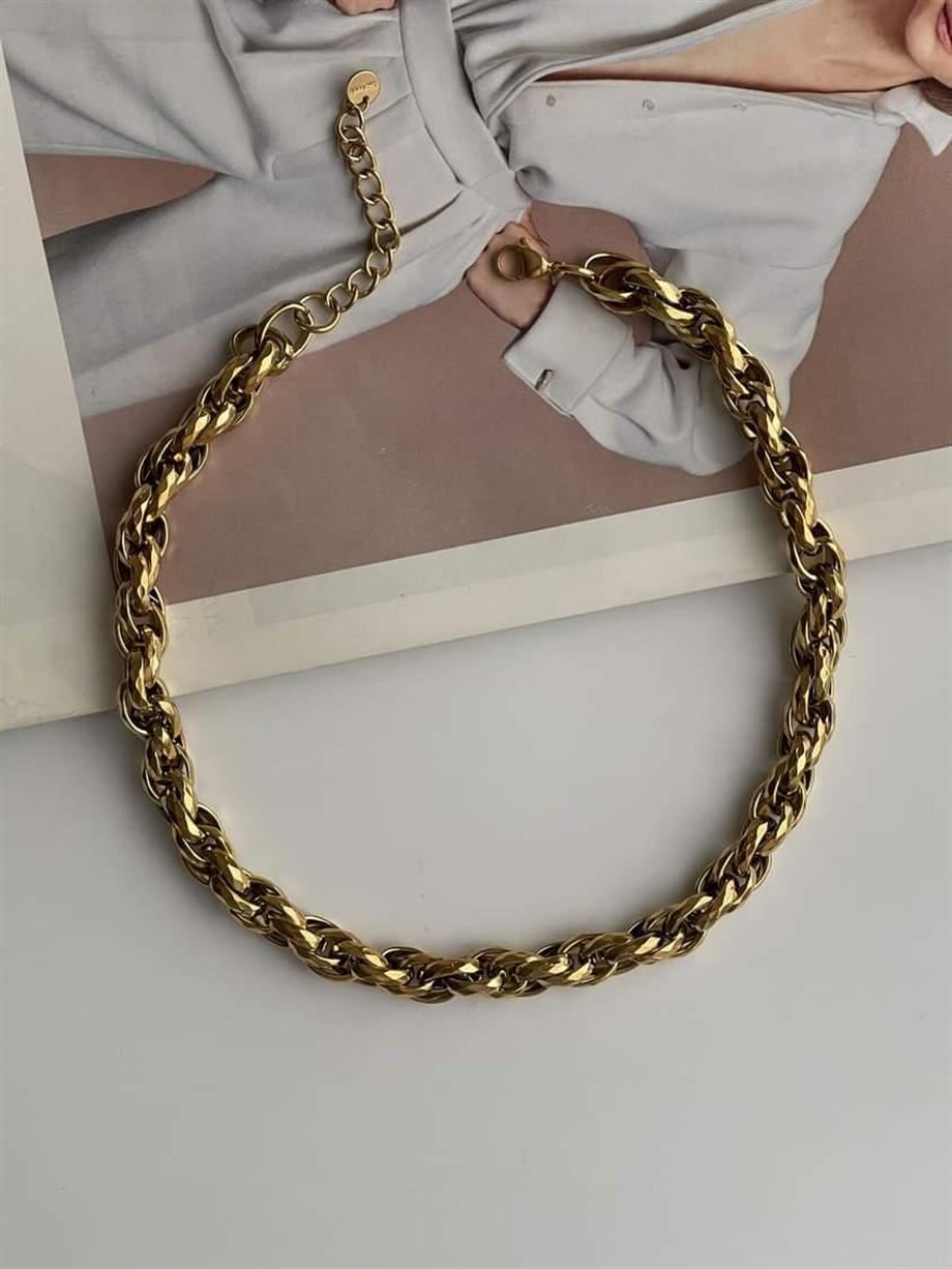 Çelik Kalın Vip Örgü Kolye (50 Cm)