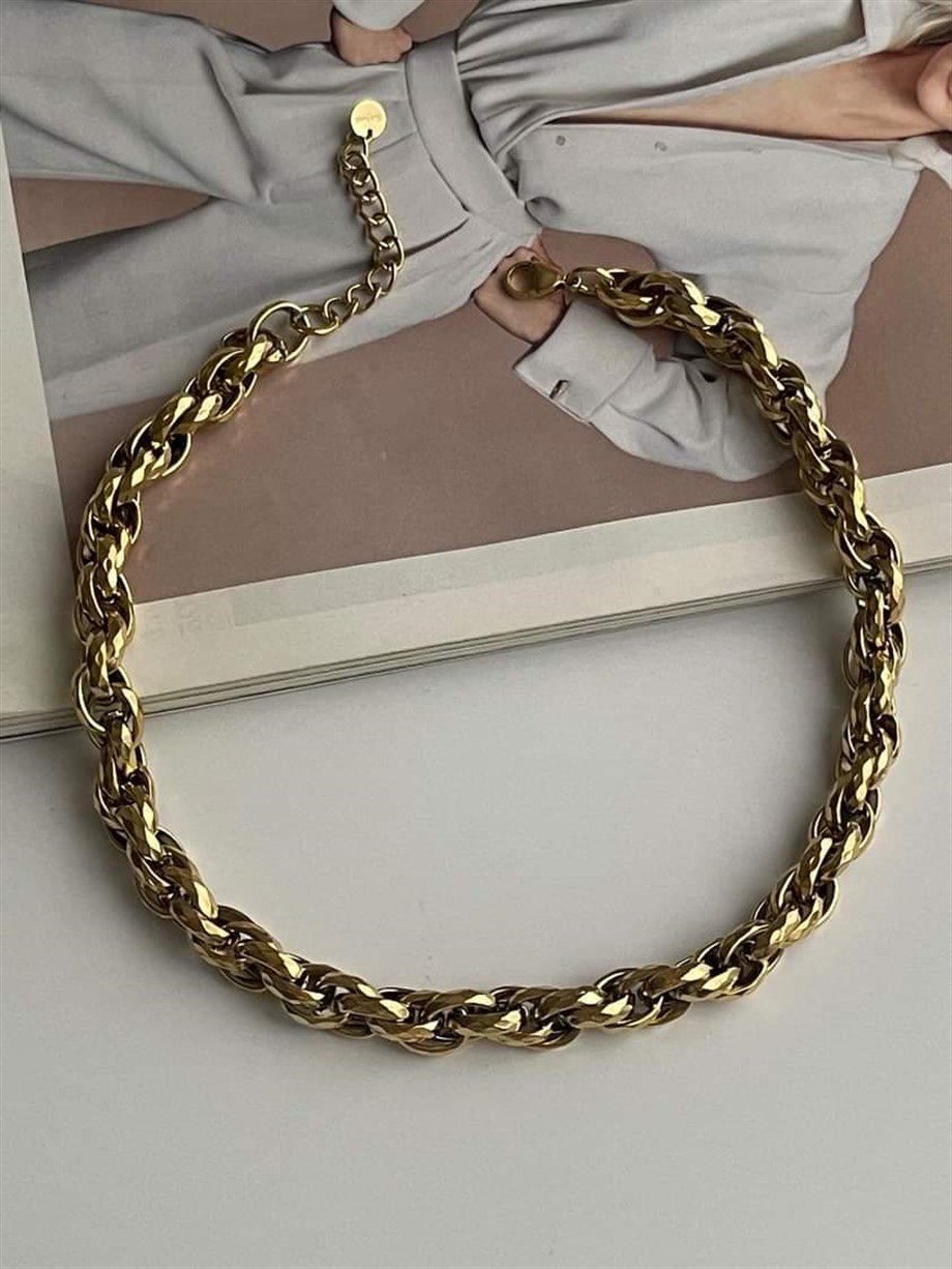 Çelik Kalın Vip Örgü Kolye (50 Cm)