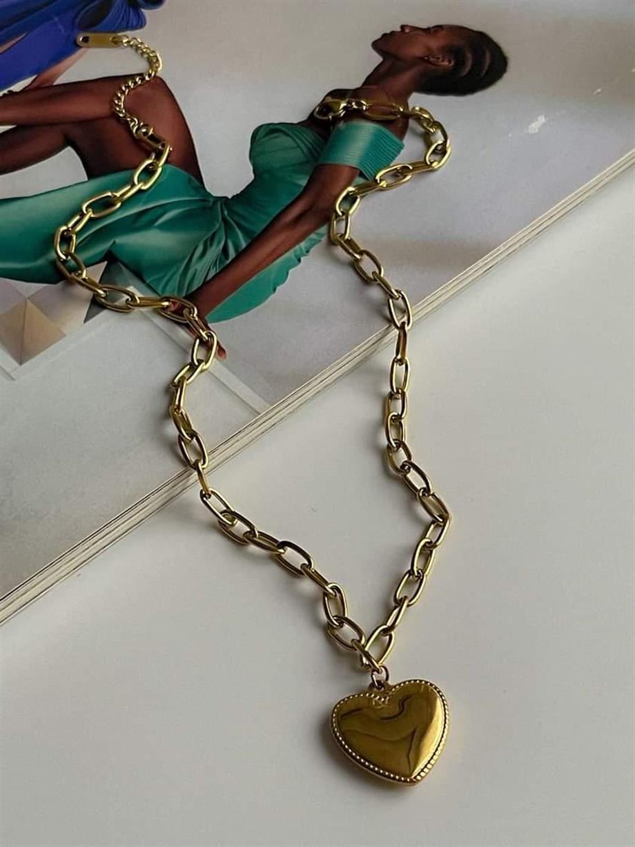 Çelik Kalp Kolye (45 Cm)