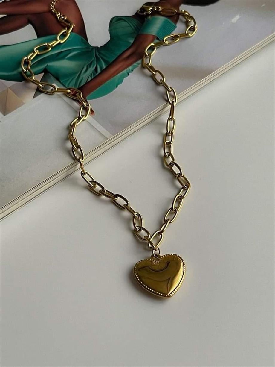 Çelik Kalp Kolye (45 Cm)