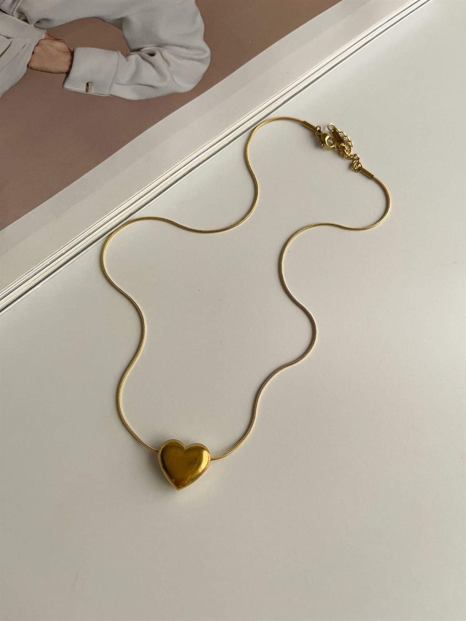 Çelik Kalp Kolye (48 Cm)