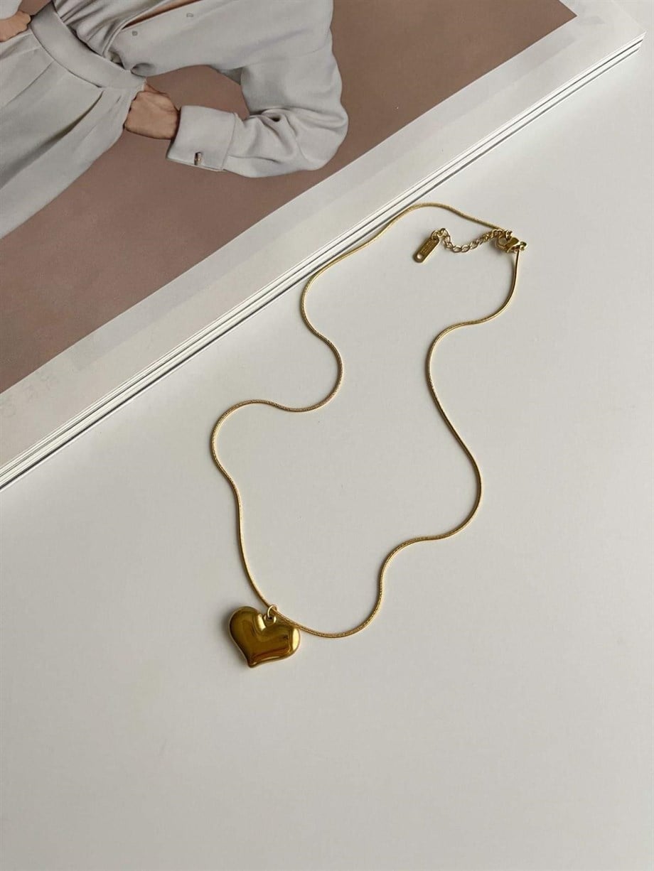 Çelik Kalp Kolye (48 Cm)