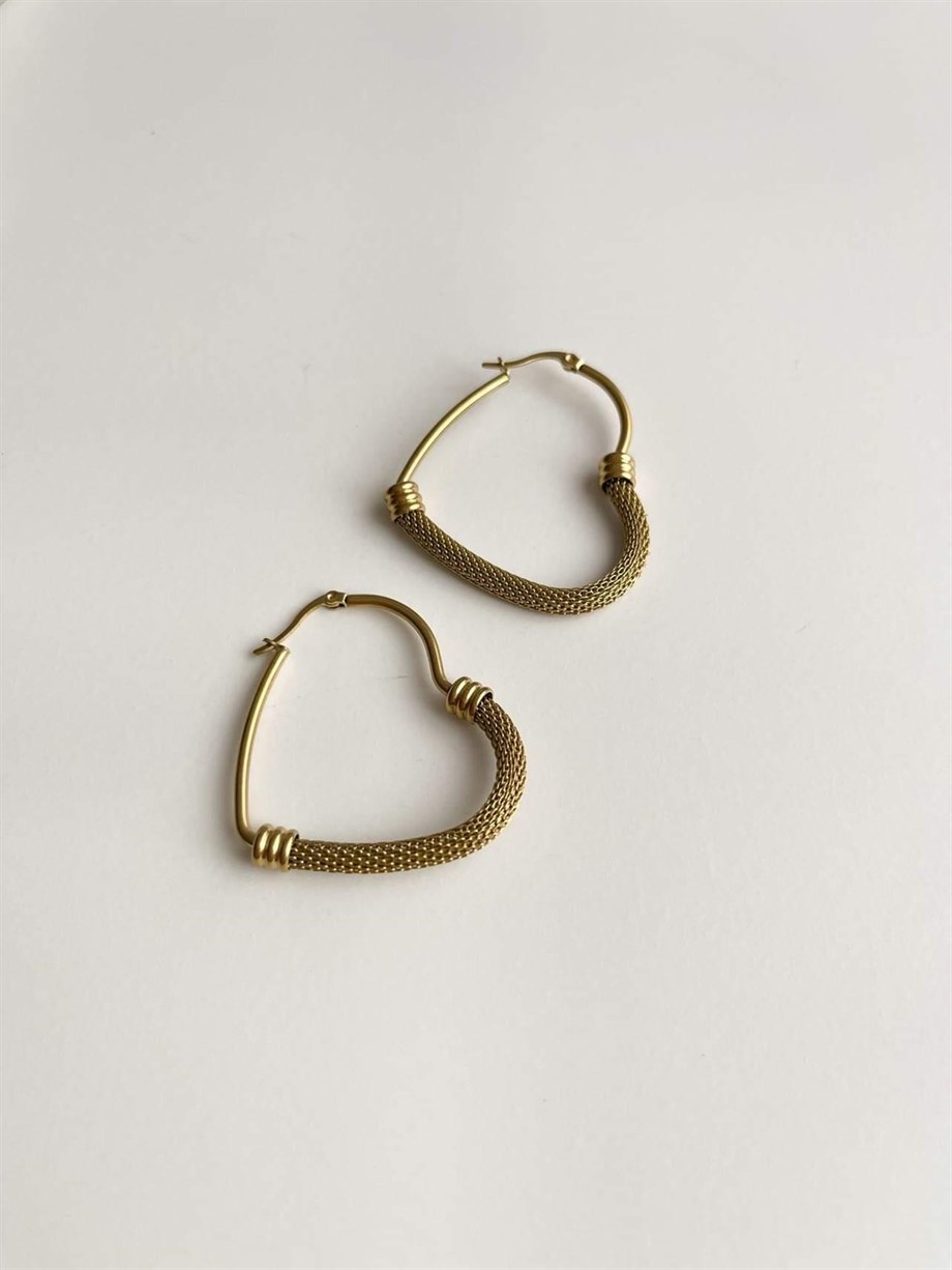 Çelik Kalp Küpe (4 Cm)