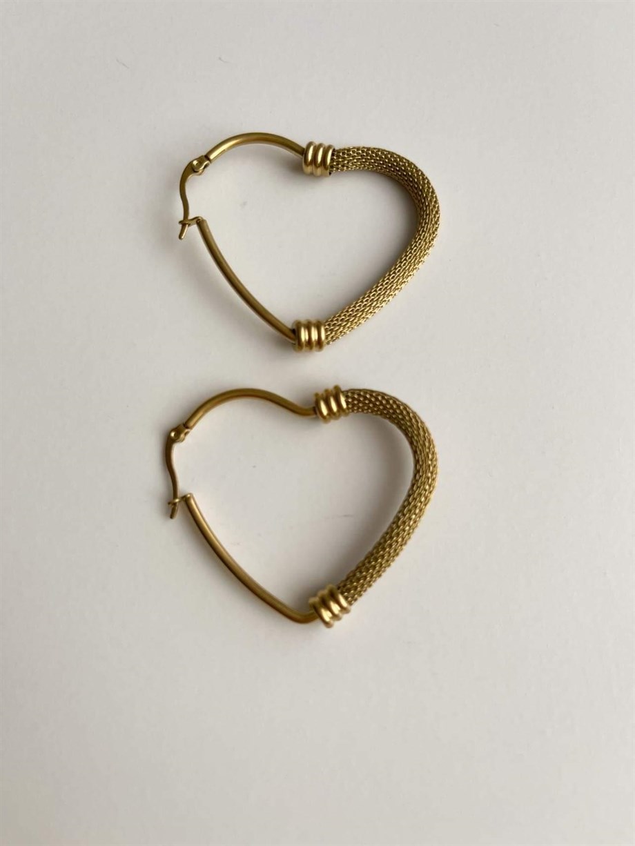 Çelik Kalp Küpe (4 Cm)
