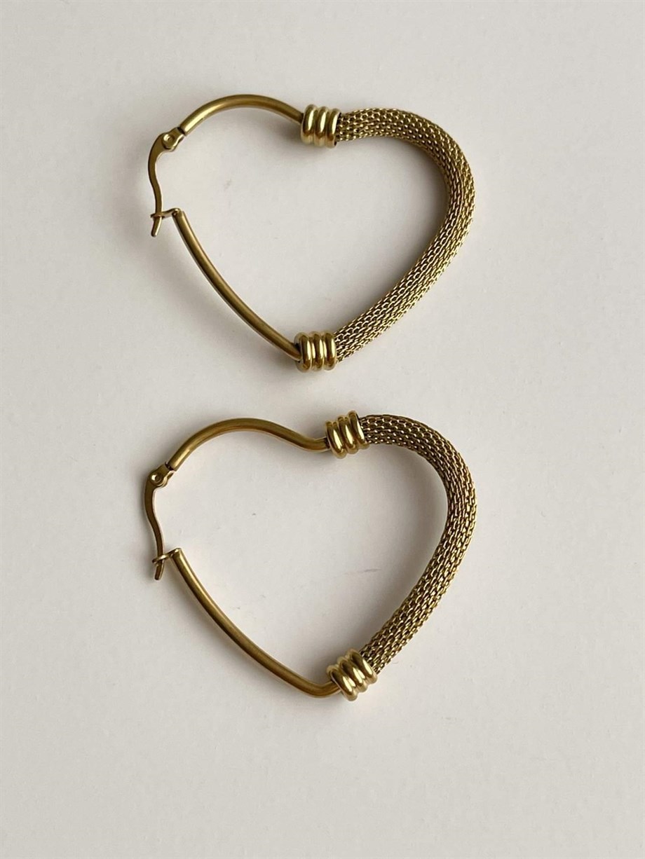 Çelik Kalp Küpe (4 Cm)