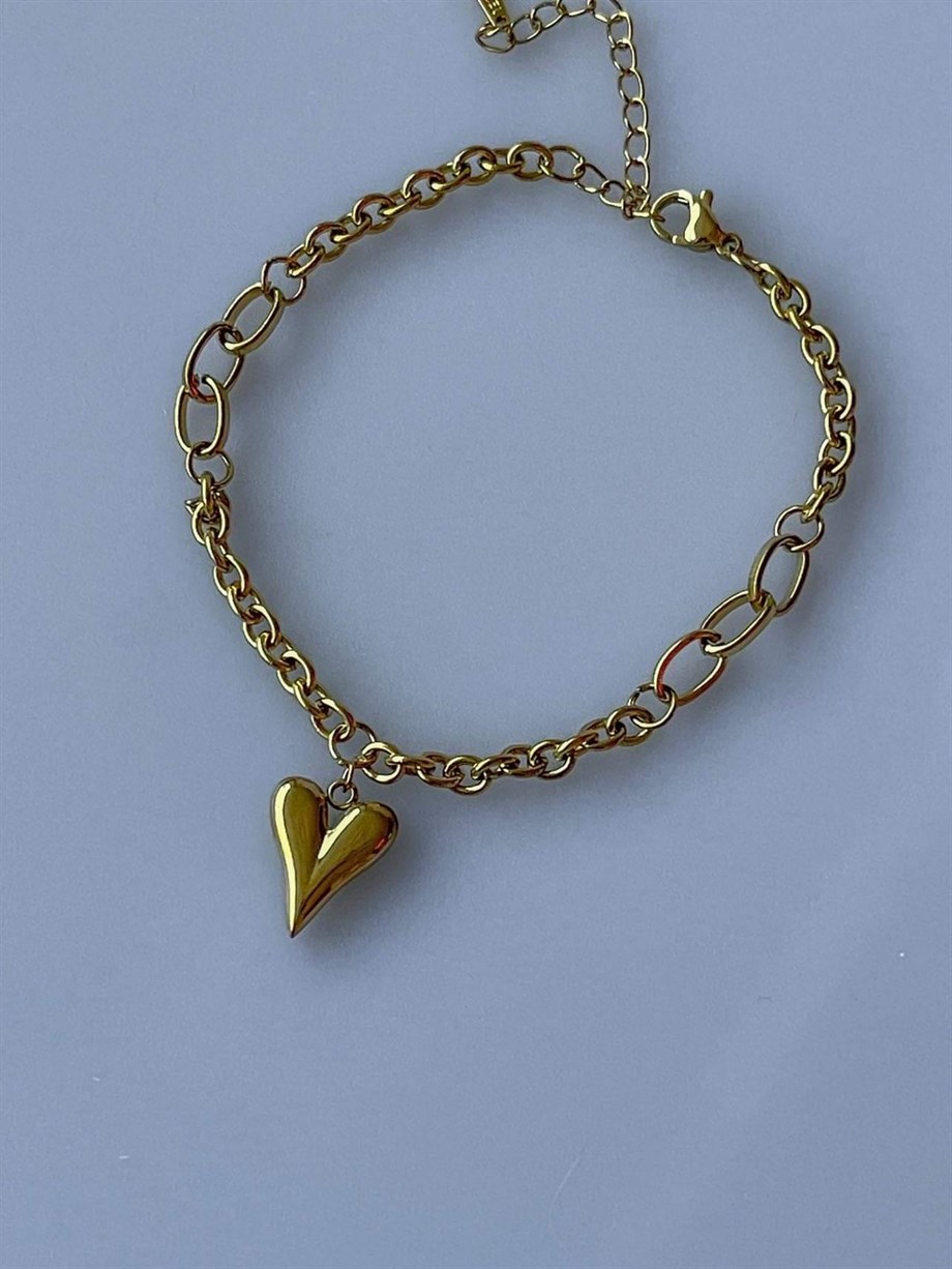 Çelik Kalpli Bileklik (22 Cm)