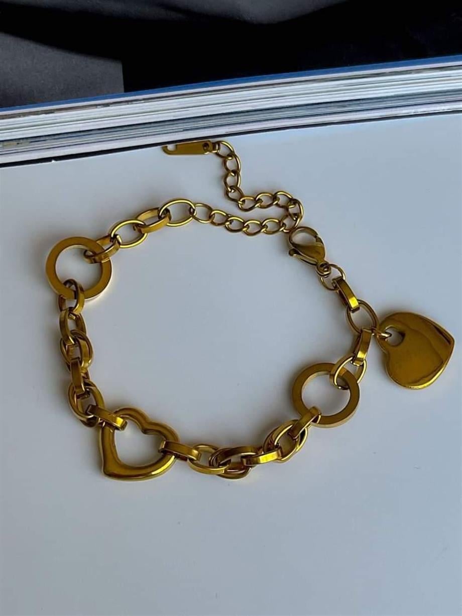 Çelik Kalpli Bileklik (22 Cm)