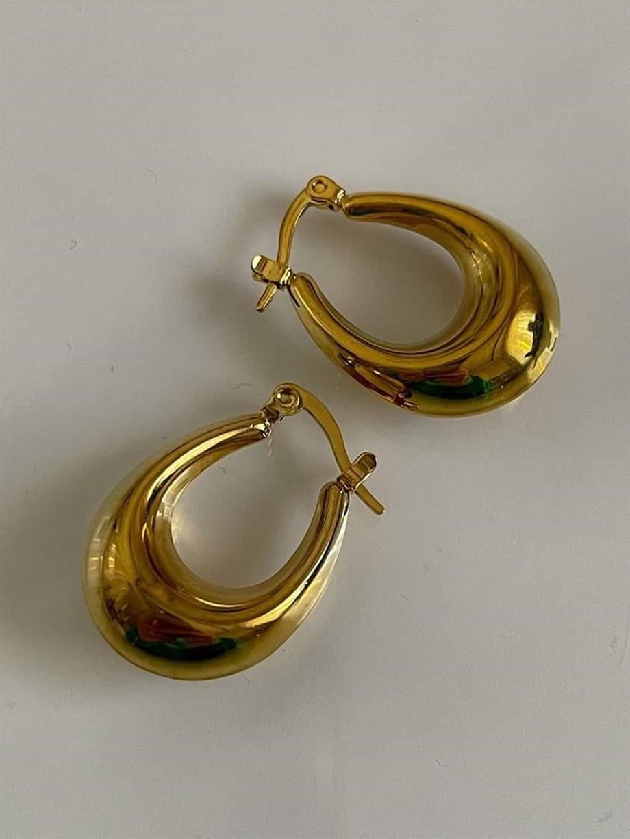 Çelik Küçük Boy Steel Oval Halka Küpe (2.40 Cm)