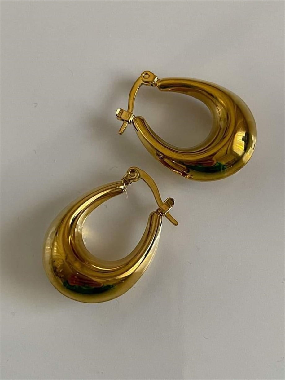 Çelik Küçük Boy Steel Oval Halka Küpe (2.40 Cm)