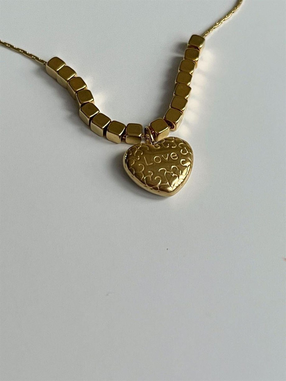 Çelik Love Kalpli Kolye (45 Cm)
