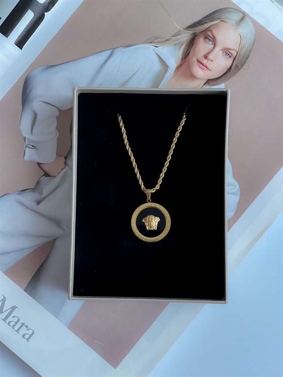 Çelik Marka Model Burgu Halat Zincirli Madalyon Kolye (47 Cm)