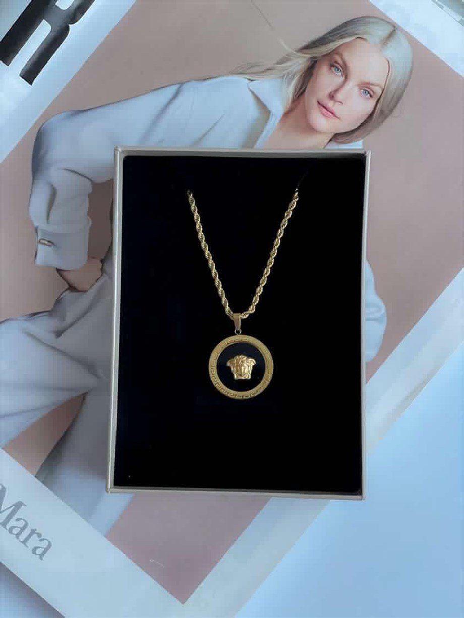Çelik Marka Model Burgu Halat Zincirli Madalyon Kolye (47 Cm)