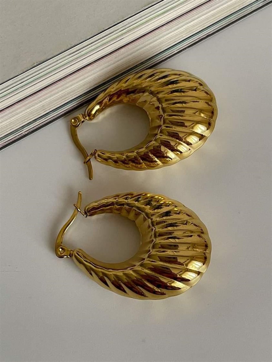 Çelik Mekik Midye Model Küpe (3.5 Cm)