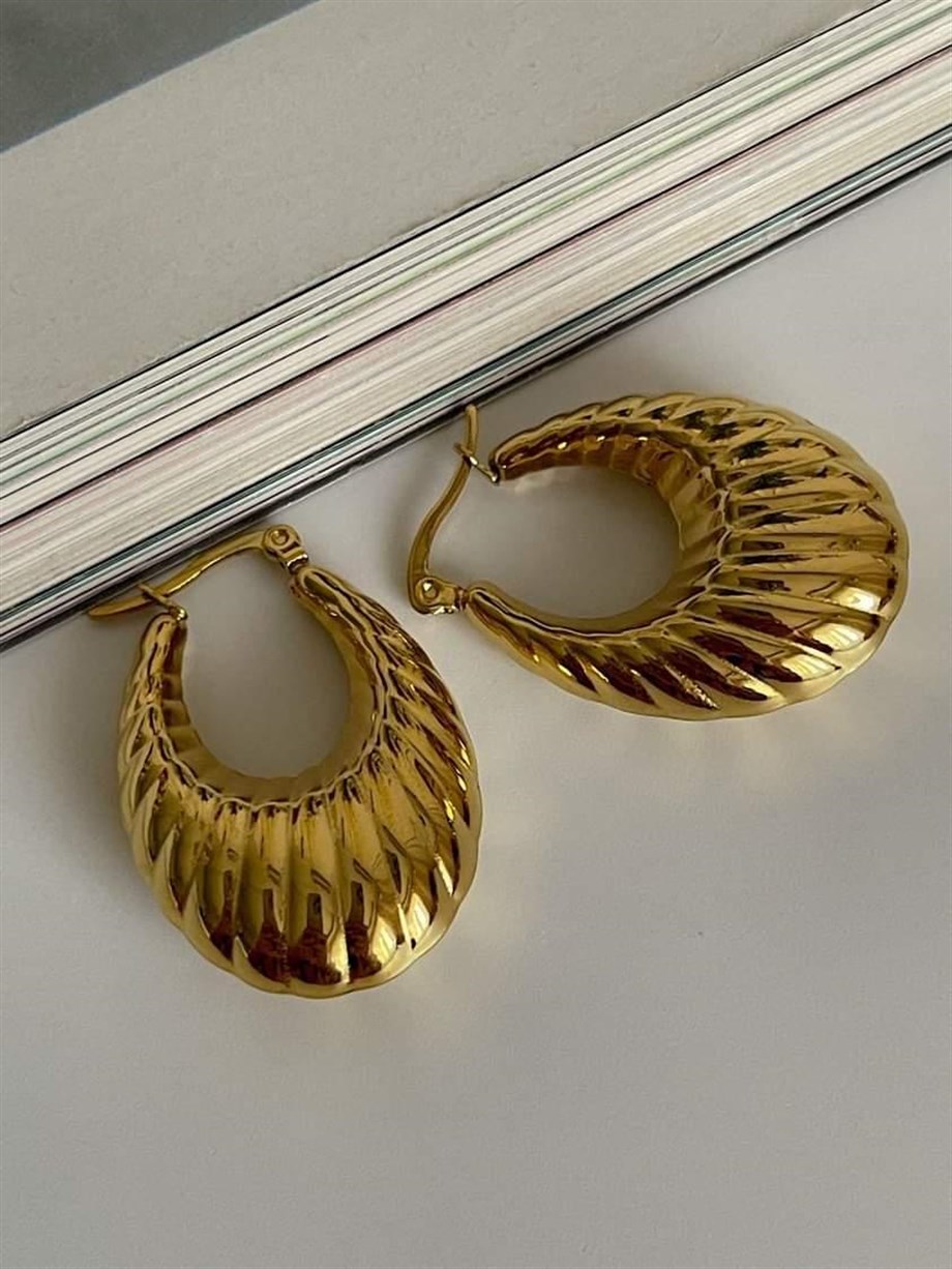 Çelik Mekik Midye Model Küpe (3.5 Cm)