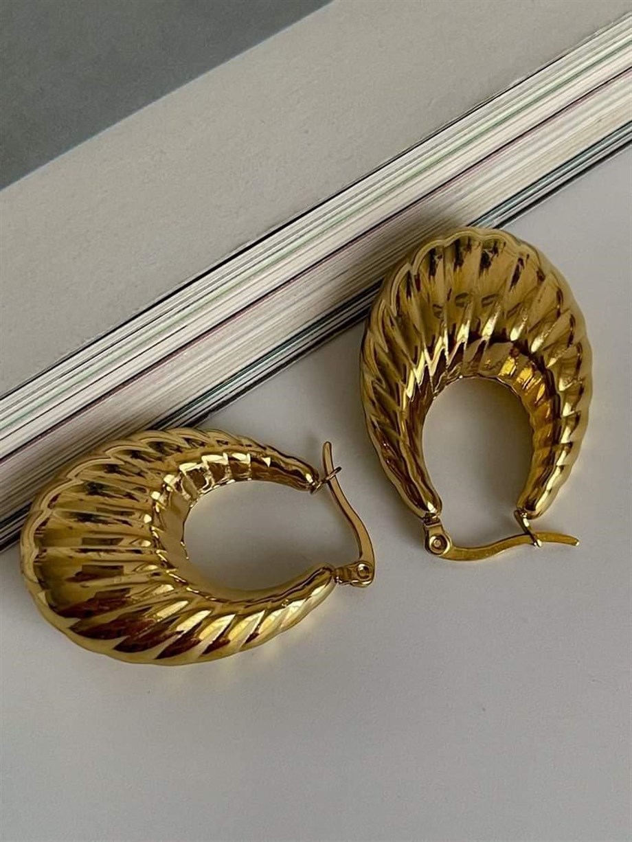 Çelik Mekik Midye Model Küpe (3.5 Cm)