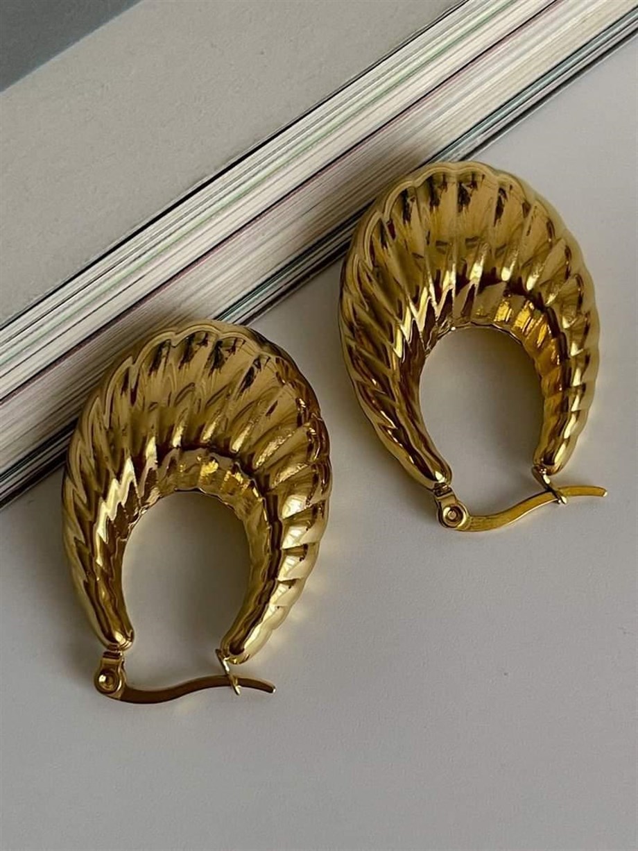 Çelik Mekik Midye Model Küpe (3.5 Cm)