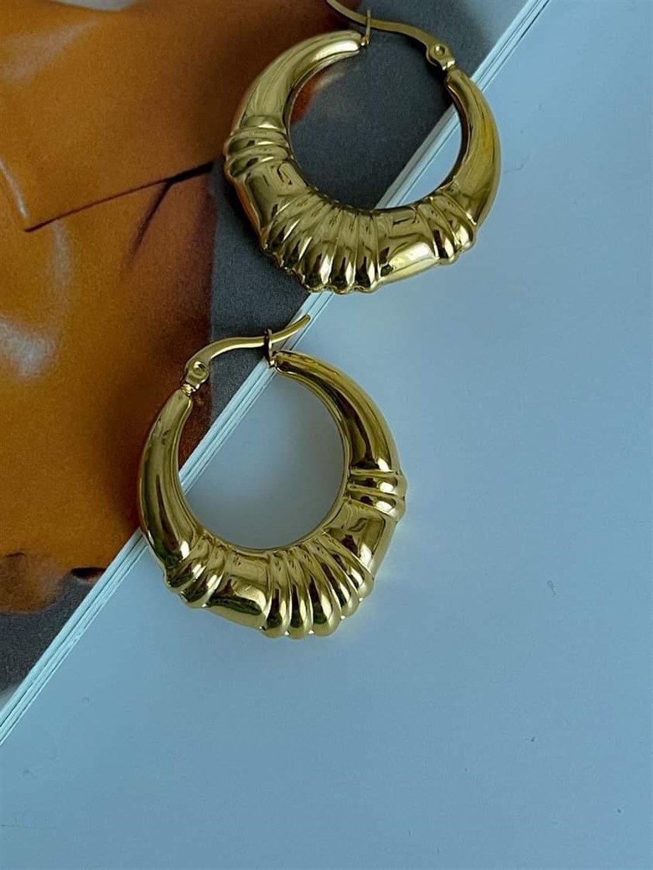 Çelik Midye Halka Küpe (3 Cm)