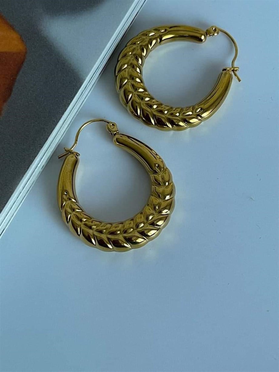 Çelik Midye Halka Küpe (3 Cm)