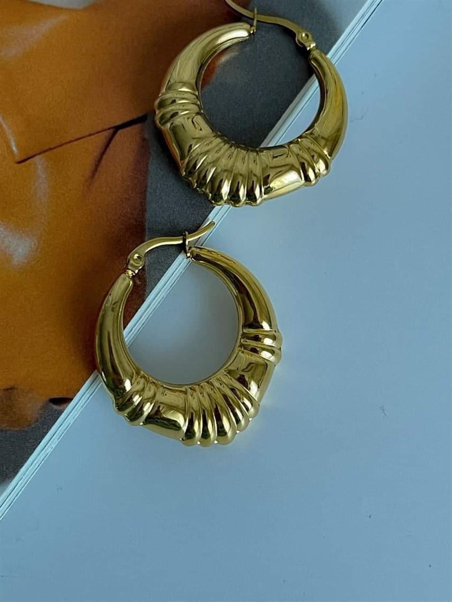 Çelik Midye Halka Küpe (3 Cm)