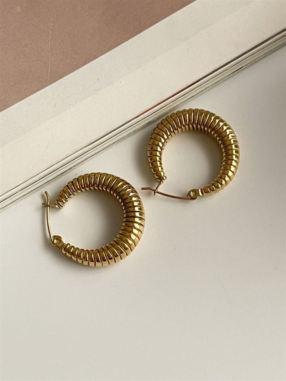 Çelik Midye Halka Vintage Küpe (2.5 Cm)