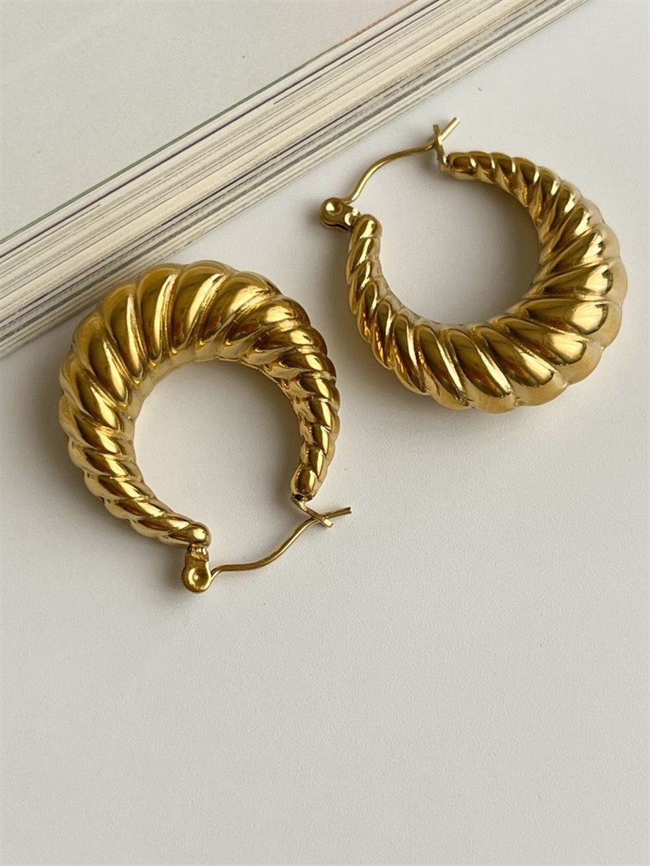 Çelik Midye Vintage Küpe (2.70 Cm)