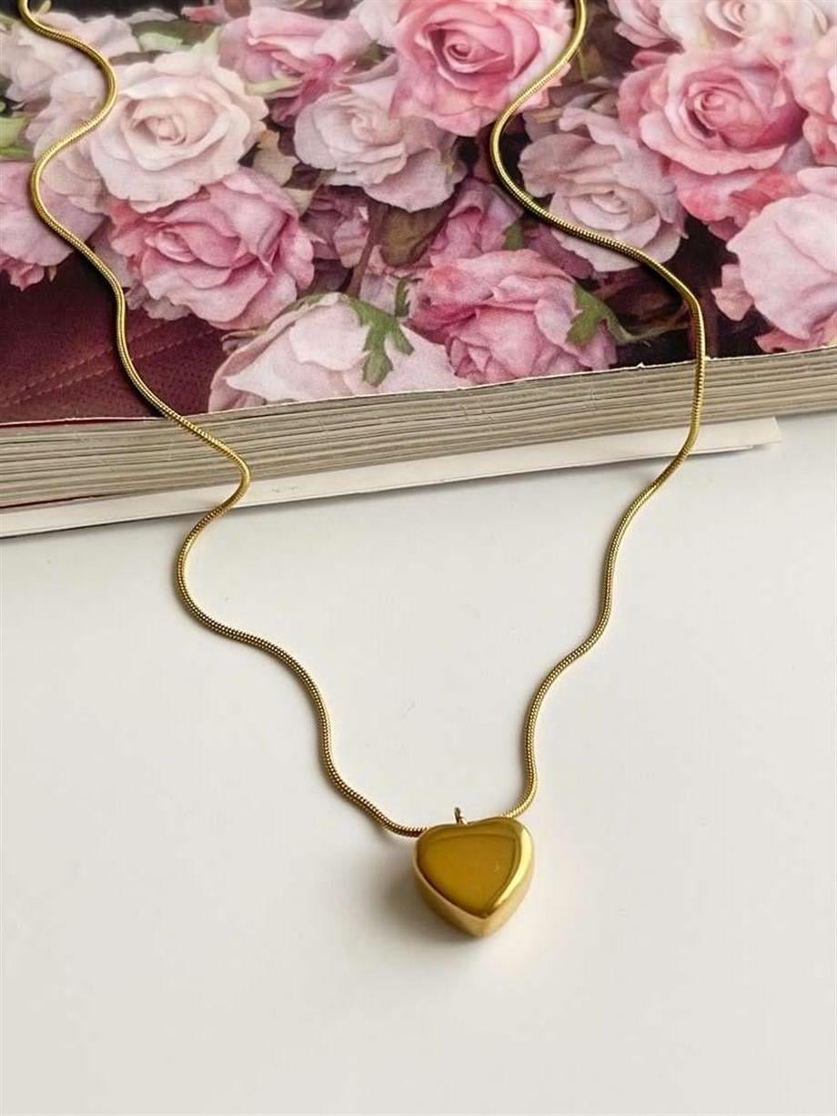 Çelik Minimal Kalp Kolye (47 Cm)
