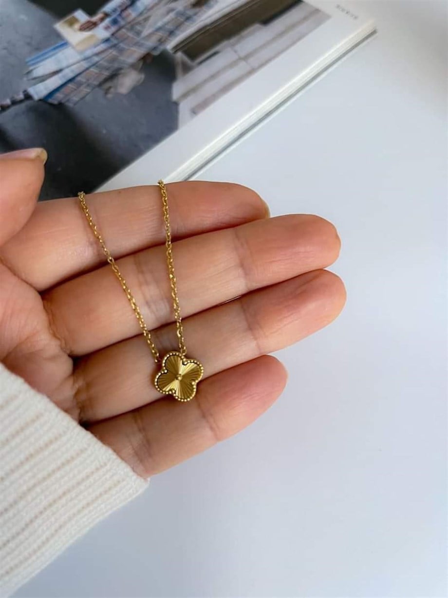 Çelik Minimal Van Cleef Kolye (46 Cm)
