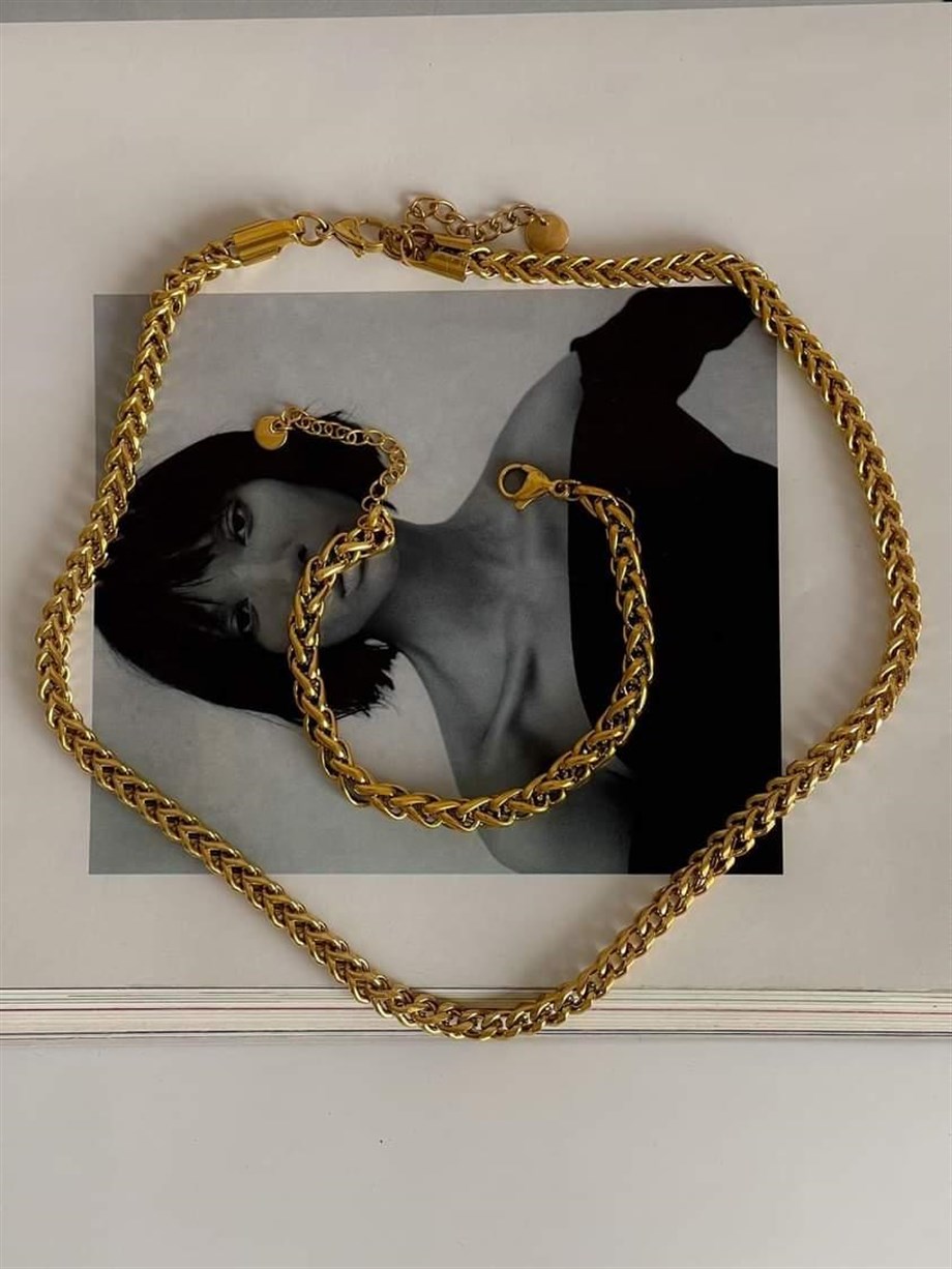 Çelik Örgü Kalın Kolye (51 Cm)