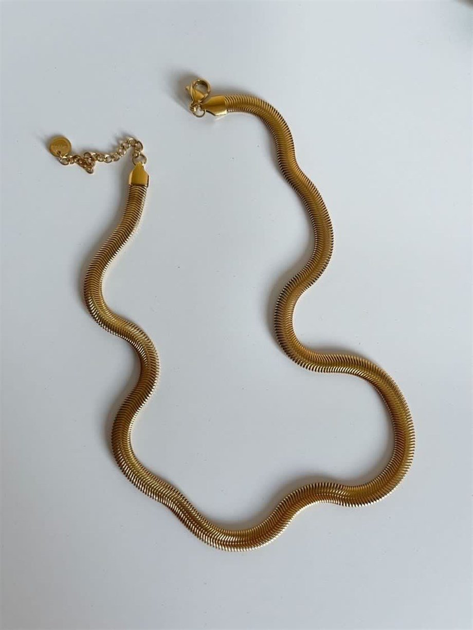 Çelik Orta Kalın Snake Kolye (46 Cm)