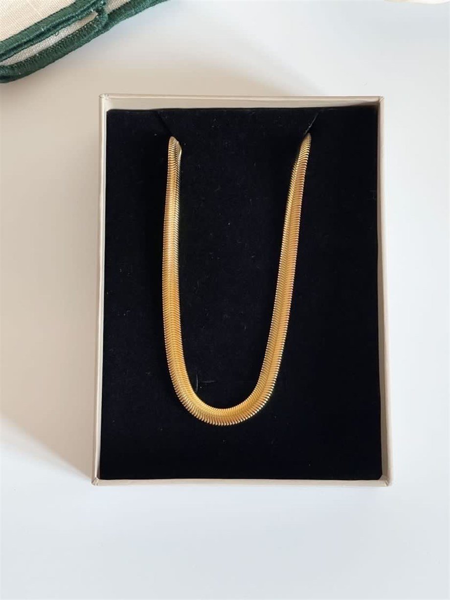 Çelik Orta Kalın Uzun Snake Kolye (67 Cm)