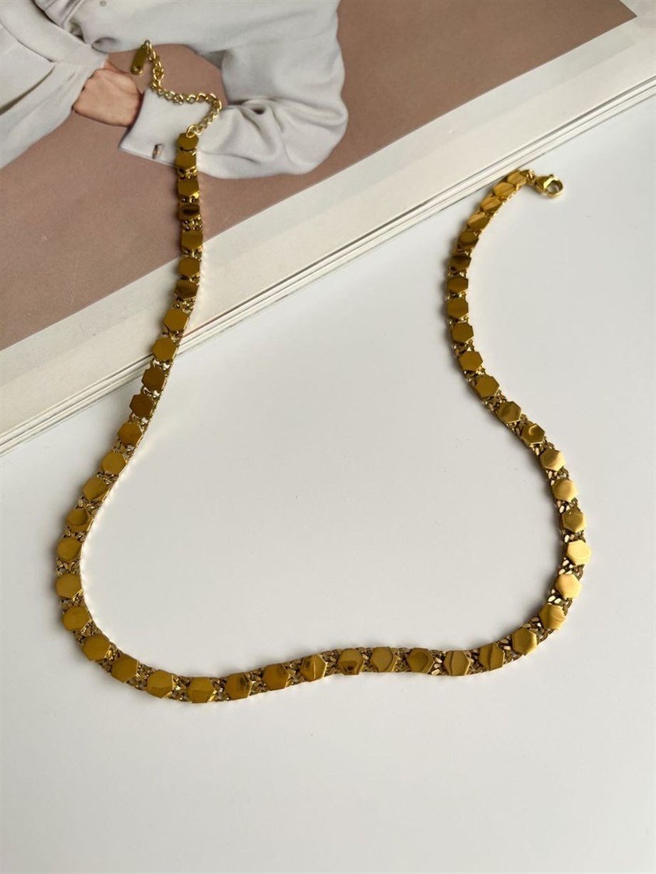 Çelik Özel Tasarım Zincir Kolye (44 Cm)