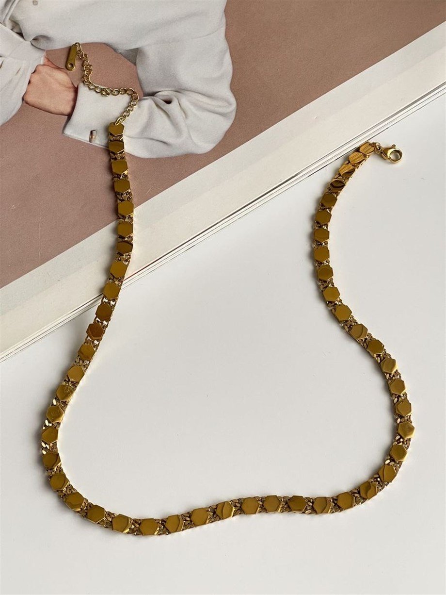 Çelik Özel Tasarım Zincir Kolye (44 Cm)